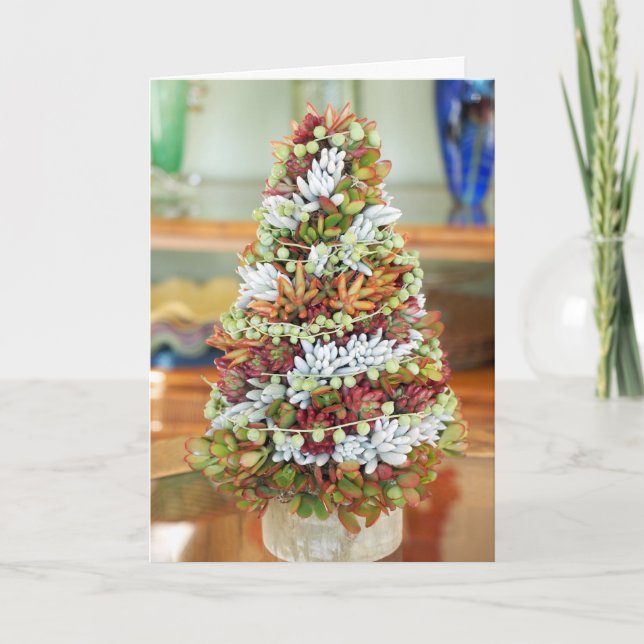 Succulent Christmas Tree Holiday Card by DLBaldwin (Front)