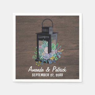 Succulent Country Rustic Lantern Wedding Napkins