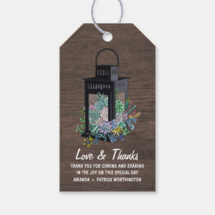 Succulent Country Rustic Lantern Wedding Thank You Gift Tags