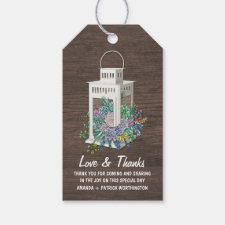 Succulent Country Rustic Lantern Wedding Thank You Gift Tags