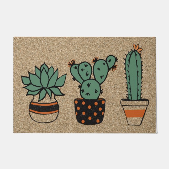 Succulent Decor, Cute Cactus Mat,Welcome Mat (Front)