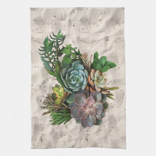 Succulent decor kitchen towel