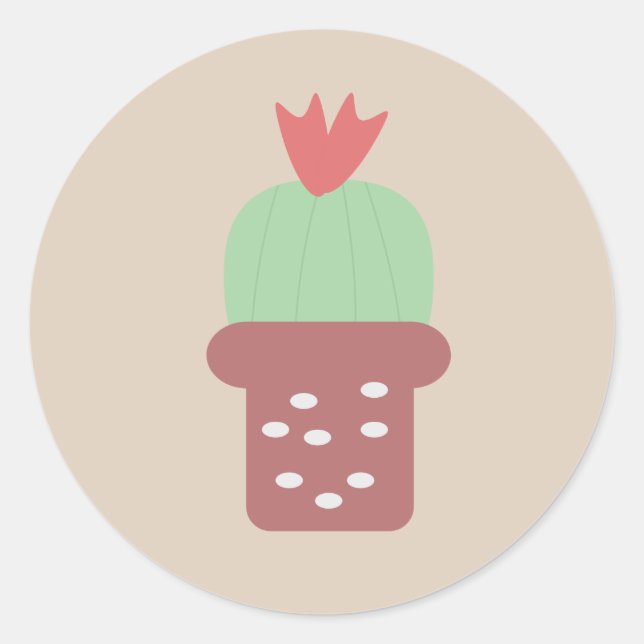 Succulent Desert Cactus  Classic Round Sticker (Front)