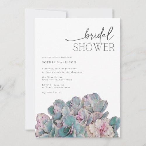 Succulent Desert Minimal Bridal Shower Invitation