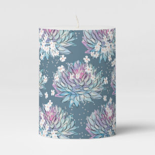 Succulent Design Candle Teal Background