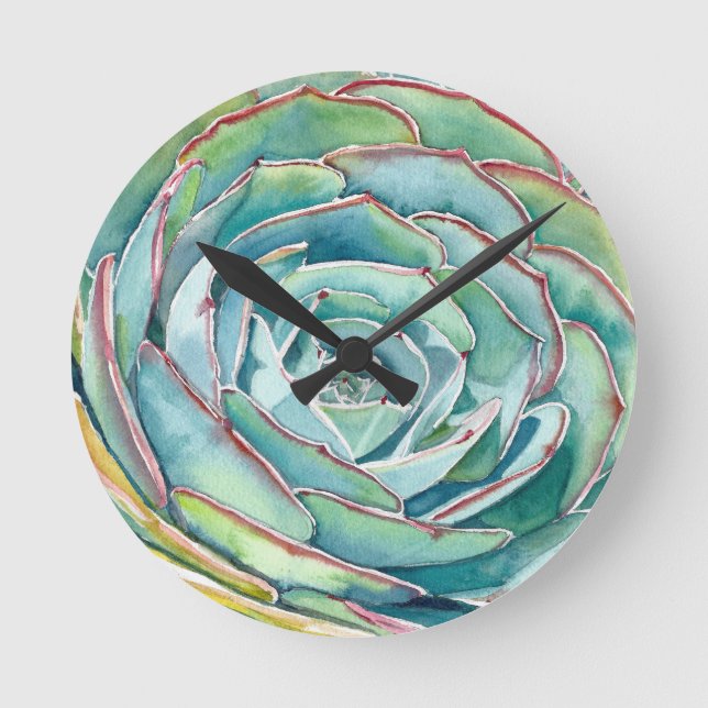 Succulent Echeveria Wall Clock (Front)