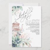 Succulent Elegant Greenery Bridal Shower Tea Party Invitation (Front)