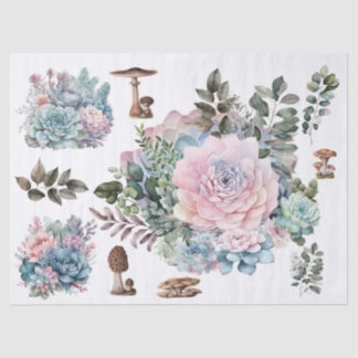 Succulent Element toadstool decoupage paper.  Tissue Paper