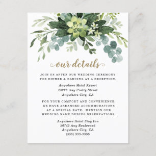 Succulent Eucalyptus Elegant Boho Greenery Wedding Enclosure Card