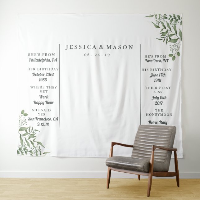 Succulent Eucalyptus Leaves Wedding Booth Backdrop (In Situ (Horizontal))