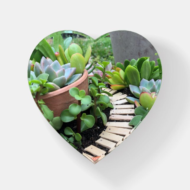 Succulent Fairy Garden Glass Paperweight (Front)