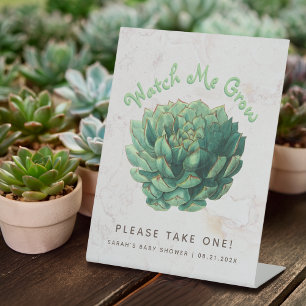 Succulent Favors for Baby Shower Watch Me Grow  Pedestal Sign