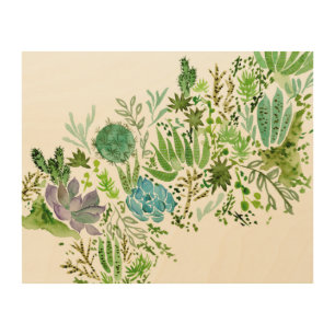 Succulent Field I Wood Wall Art