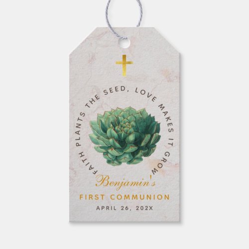 Succulent First Communion Faith Plants the Seed Gift Tags