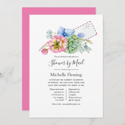 Succulent Floral Bridal or Baby Shower by Mail Invitation