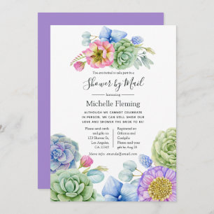 Succulent Floral Bridal or Baby Shower by Mail Invitation