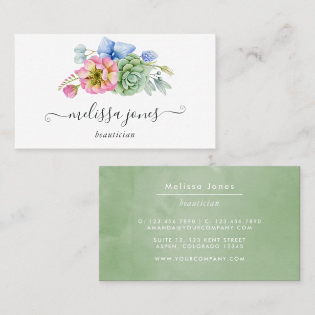 Succulent Floral Business Card (Front/Back)