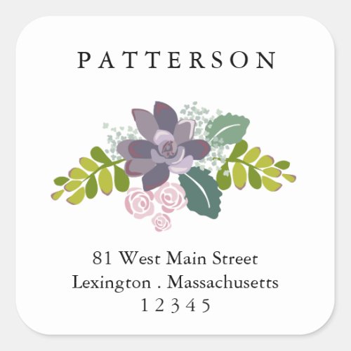 Succulent Floral Garden Return Address Label