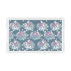 Succulent Floral with Daisies in Teal Acrylic Tray