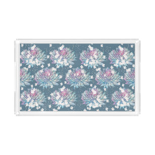 Succulent Floral with Daisies in Teal Acrylic Tray