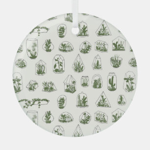 Succulent Florarium: Vintage Geometric Design. Glass Ornament