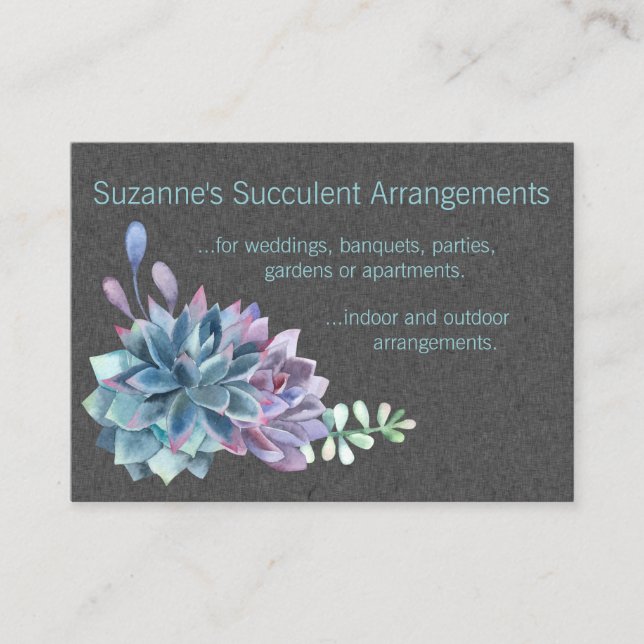 Succulent Flower Arrangement Business Card Heather (Front)