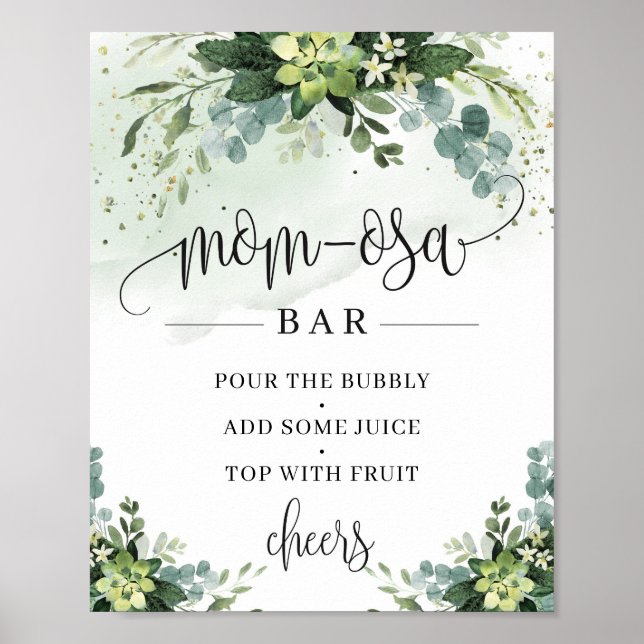 Succulent flowers eucalyptus mom-osa bar sign (Front)