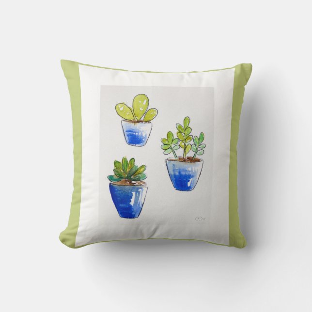 Succulent Friends Throw Pillow (Front)