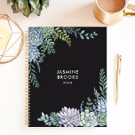 Succulent Garden 2025 Custom Name Planner<br><div class="desc">Cultivate your dreams and aspirations with this elegant planner. Adorned with a watercolor succulent garden, this planner invites you to nurture your plans and watch them bloom throughout the year. Imagine yourself jotting down your thoughts and appointments amidst this tranquil oasis. Personalize it with your name and let this planner...</div>