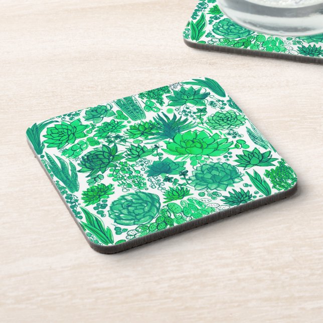 Succulent garden beverage coaster (Left Side)