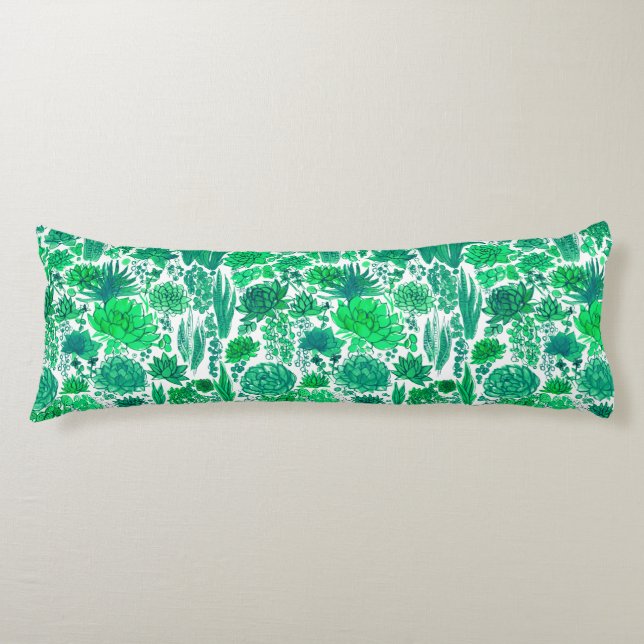 Succulent garden body pillow