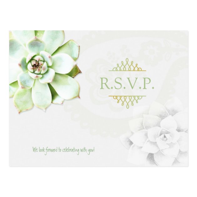 Succulent Garden Cactus Wedding RSVP Postcard