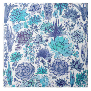 Succulent garden ceramic tile