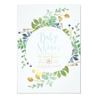 Succulent Garden Circle | Watercolor Baby Shower Card