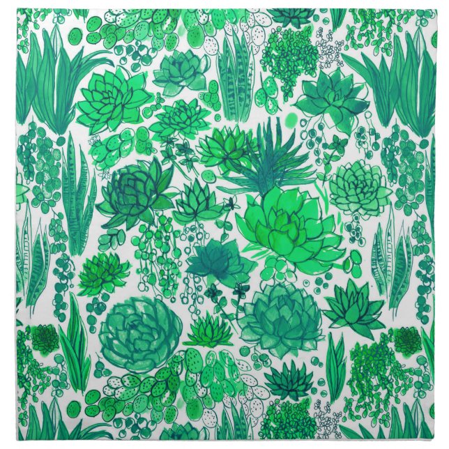 Succulent garden cloth napkin (Front)