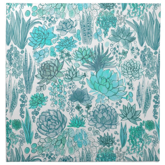 Succulent garden cloth napkin (Front)