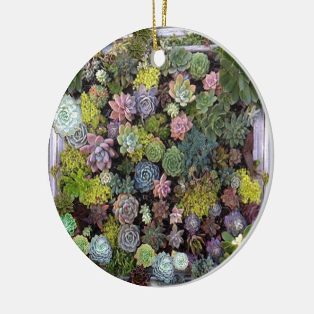 Succulent garden design ceramic ornament (Left)