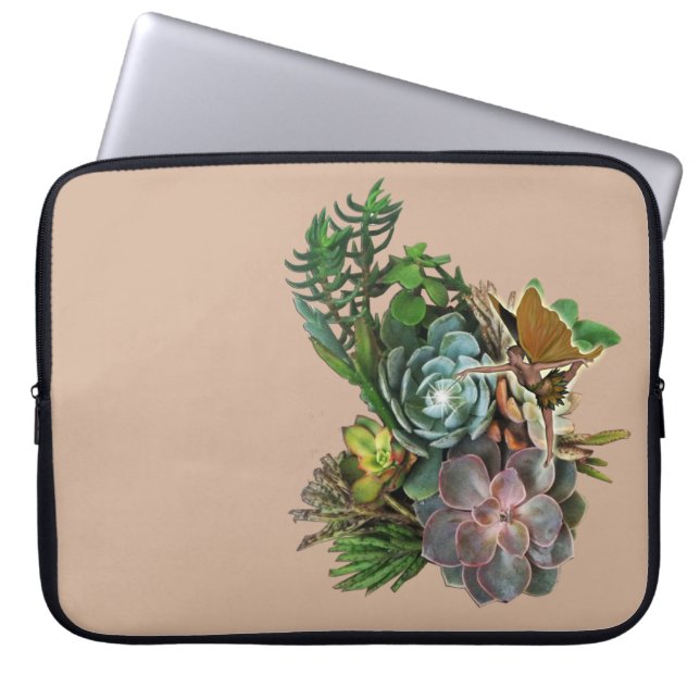 Succulent garden design laptop sleeve (Front)