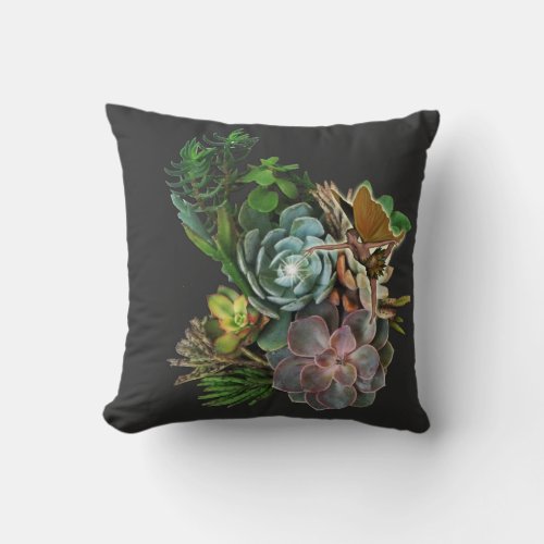Succulent garden design   throw pillow
