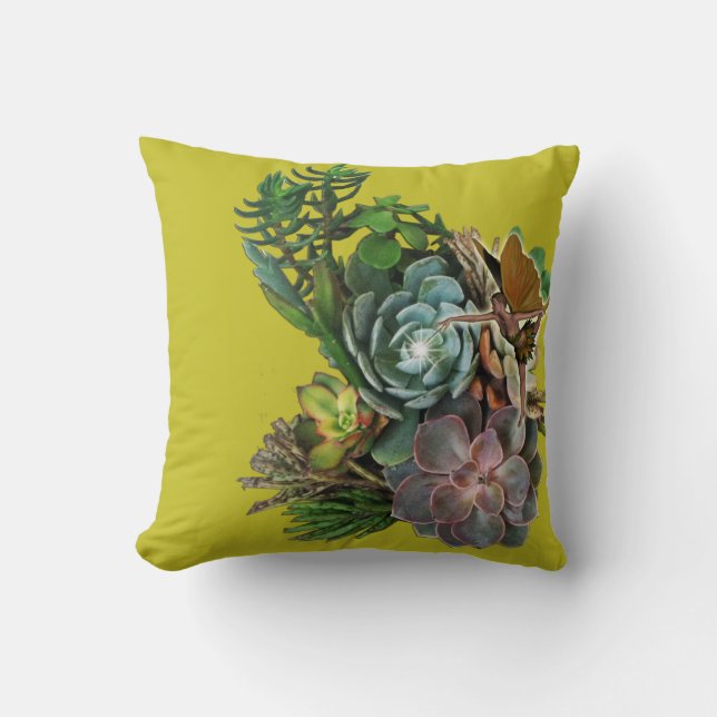 Succulent garden design  throw pillow (Front)