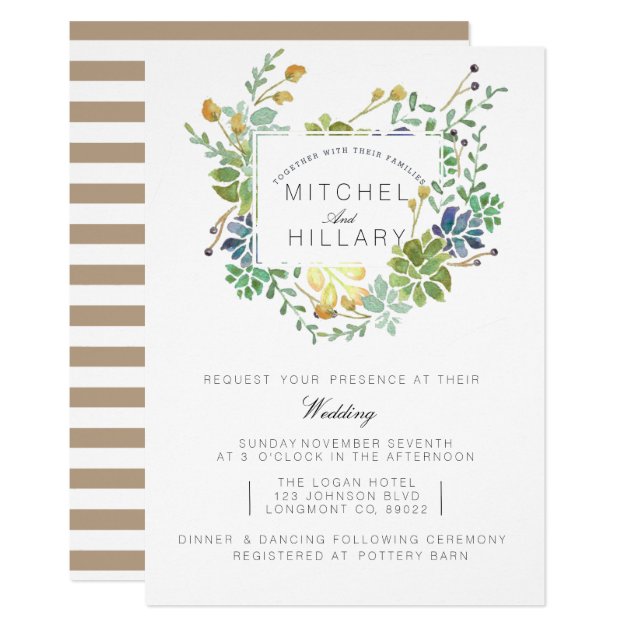 Succulent Garden | Floral Watercolor Wedding Invitation