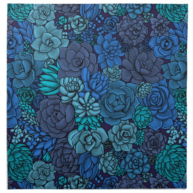 Succulent garden in blue cloth napkin (Front)
