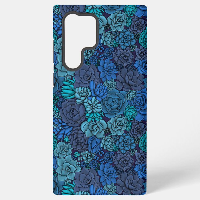 Succulent garden in blue samsung galaxy case (Back)