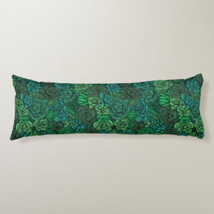 Succulent garden in green body pillow