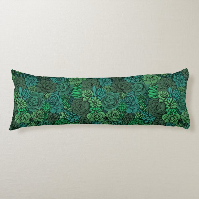 Succulent garden in green body pillow (Front)