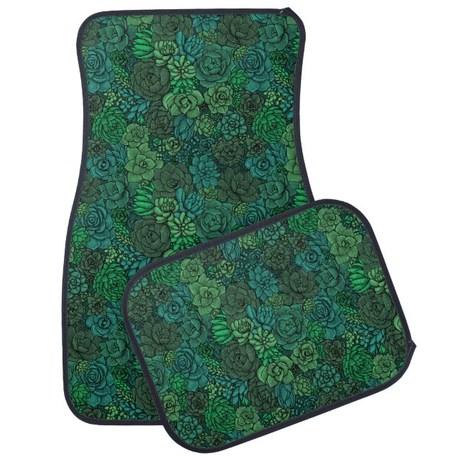 Succulent garden in green car floor mat (Set)