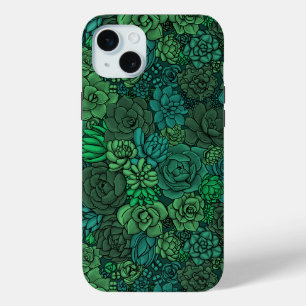 Succulent garden in green iPhone 15 plus case