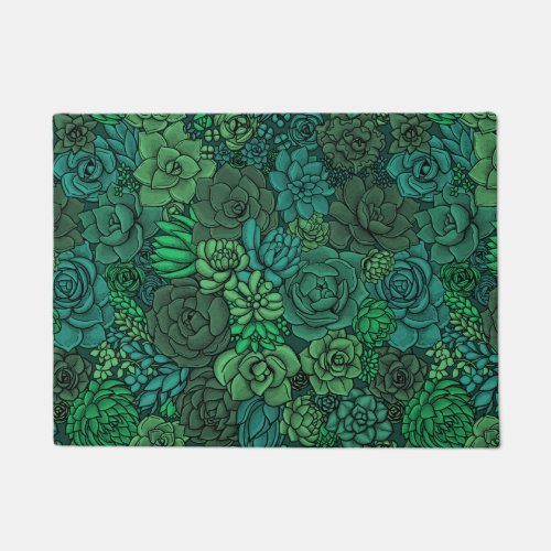 Succulent garden in green doormat