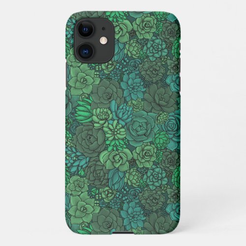 Succulent garden in green iPhone 11 case