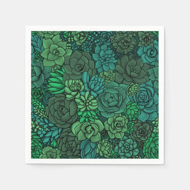 Succulent garden in green napkins (Front)